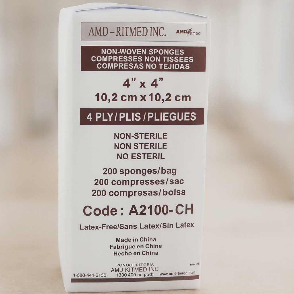 Compresses de gazes non-stérile 4 pouces (20 ou 200)