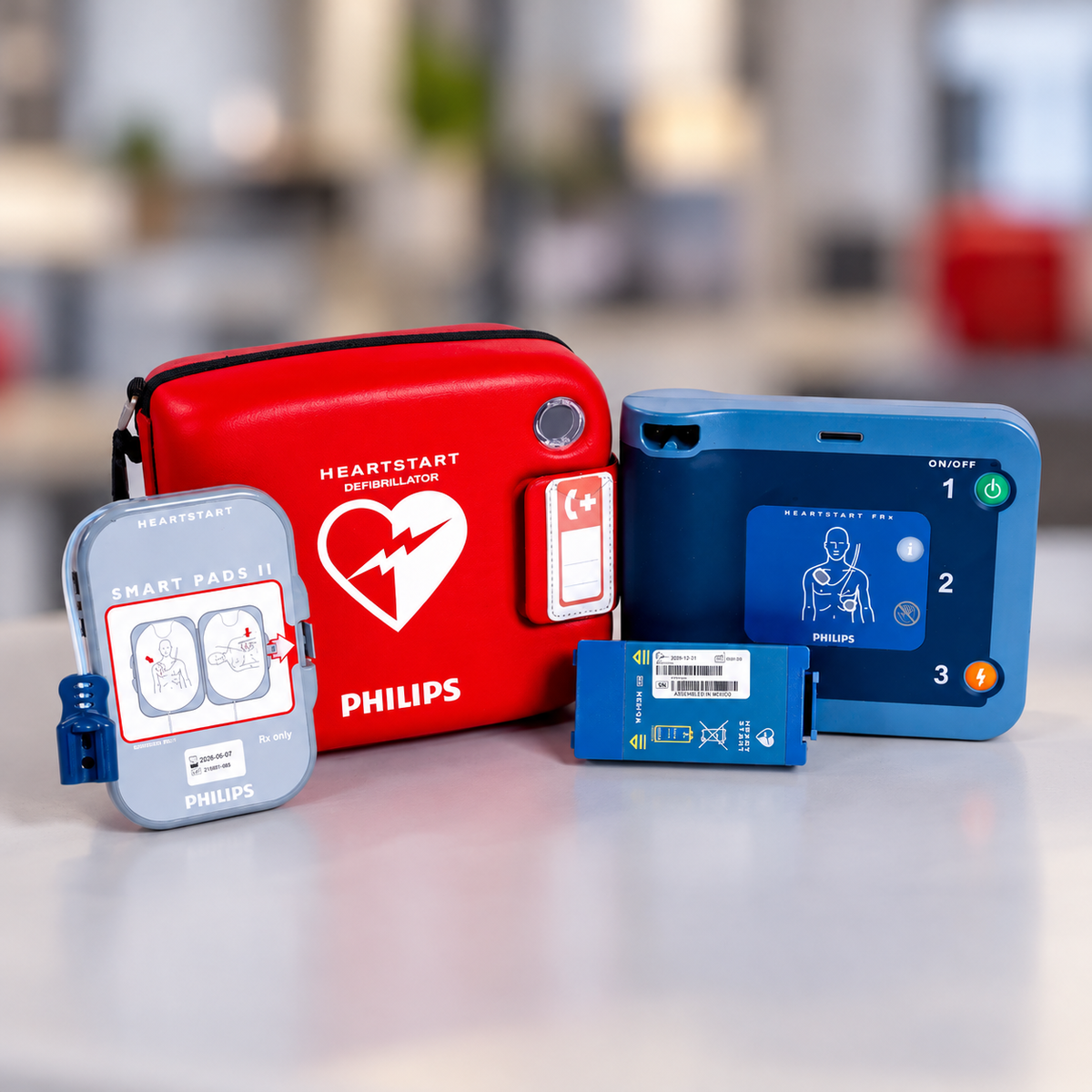 Défibrillateur Philips HeartStart FRx (2 jeux d'électrodes adultes et sac)